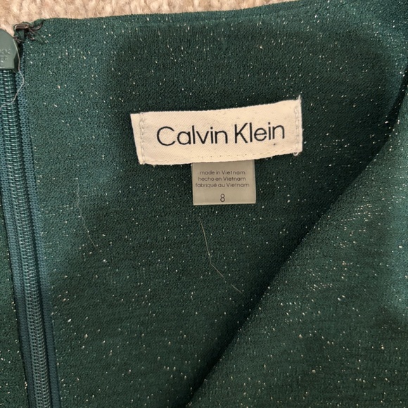 Calvin Klein Emerald Green Glitter Wide Leg Belted Jumpsuit NWT - Picture 7 of 9